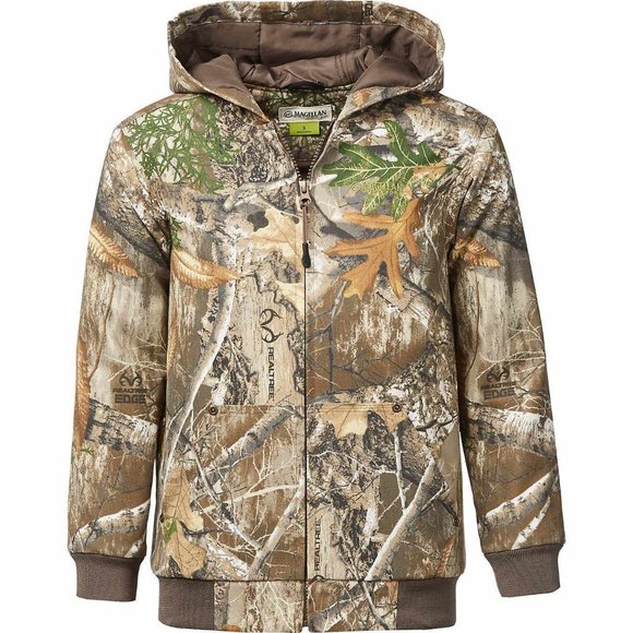 'MEG.OUTDOORS' HUNT-GEAR INSULATED HOODIE CAMO COAT 'REALTREE EDGE' FULL-ZIP - Picture 1 of 16
